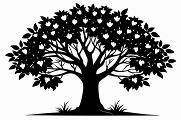 hazel tree silhouette line art vector illustration