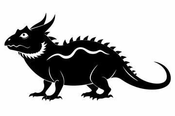 horned lizard silhouette line art vector illustration