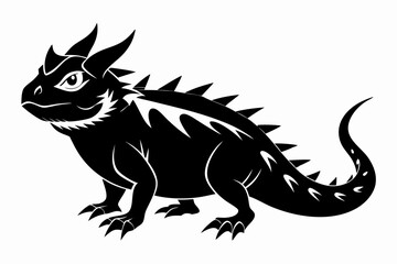 horned lizard silhouette line art vector illustration