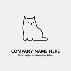 Cat illustration black and white for logo company vector image