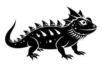 horned lizard silhouette line art vector illustration