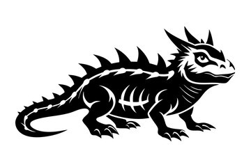 horned lizard silhouette line art vector illustration