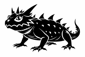 horned lizard silhouette line art vector illustration