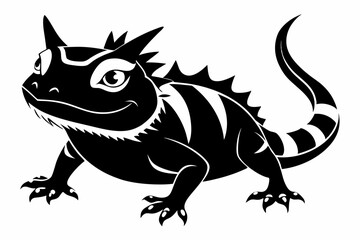 horned lizard silhouette line art vector illustration