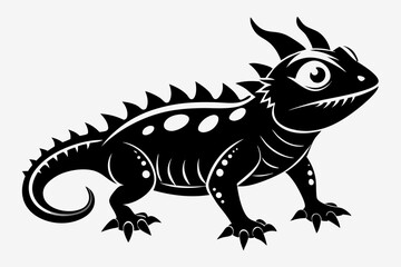 horned lizard silhouette line art vector illustration