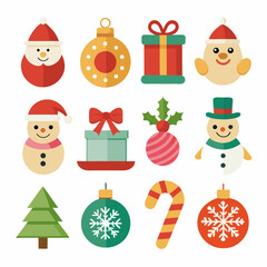 Christmas Holiday Vector Icons Collection in Bright Colors