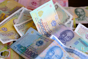 Vietnamese dong banknotes. Money concept