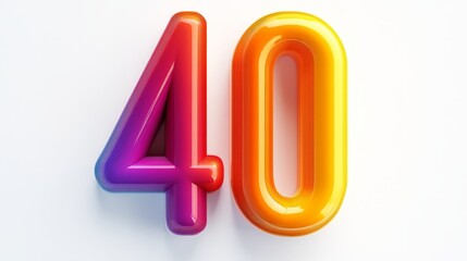 Colorful 40th Birthday Celebration: Bold 3D Typography Design for Special Occasion Events
