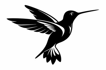 hummingbird silhouette line art vector illustration