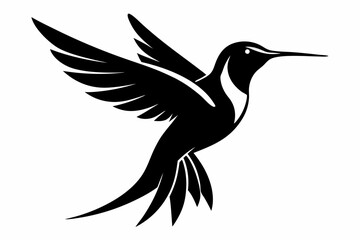 hummingbird silhouette line art vector illustration