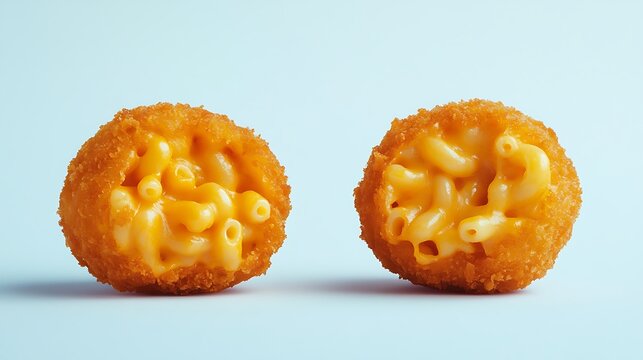 Macaroni and Cheese Bites on Plain Background