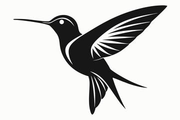 Obraz premium hummingbird silhouette line art vector illustration