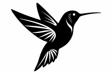 hummingbird silhouette line art vector illustration