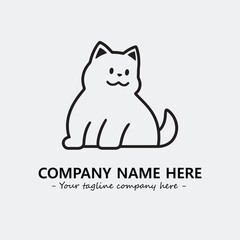 Cat illustration black and white for logo company vector image