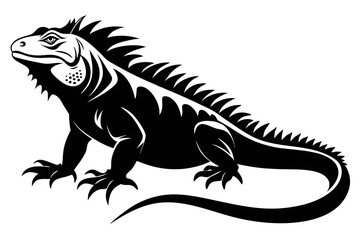 iguana silhouette line art vector illustration