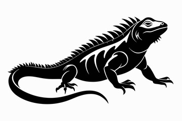 iguana silhouette line art vector illustration