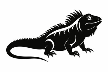 iguana silhouette line art vector illustration