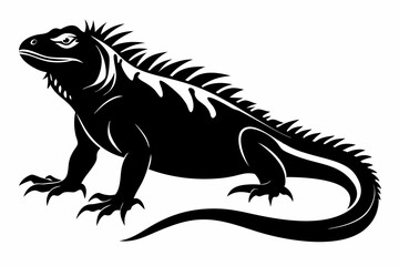 iguana silhouette line art vector illustration