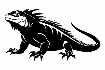 iguana silhouette line art vector illustration