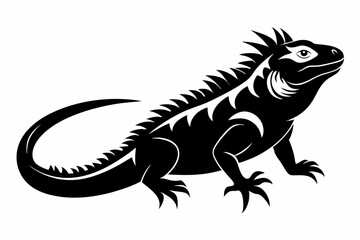 iguana silhouette line art vector illustration