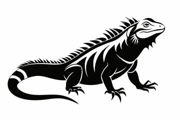 iguana silhouette line art vector illustration