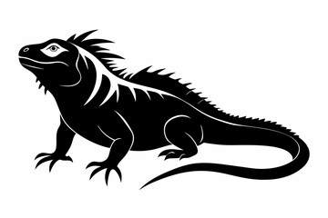 iguana silhouette line art vector illustration