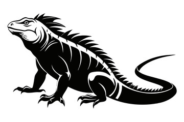 iguana silhouette line art vector illustration