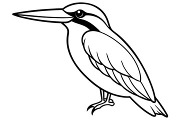 kingfisher silhouette line art vector illustration