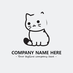 Cat illustration black and white for logo company vector image