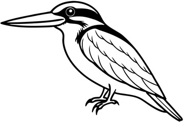 kingfisher silhouette line art vector illustration