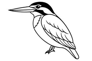 kingfisher silhouette line art vector illustration