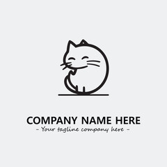 Cat illustration black and white for logo company vector image