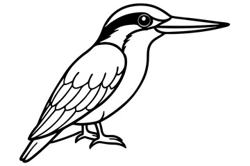 kingfisher silhouette line art vector illustration