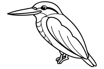 kingfisher silhouette line art vector illustration