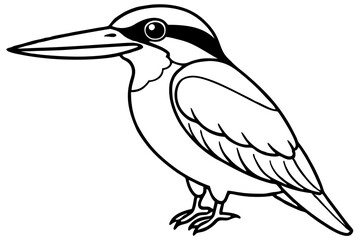 kingfisher silhouette line art vector illustration