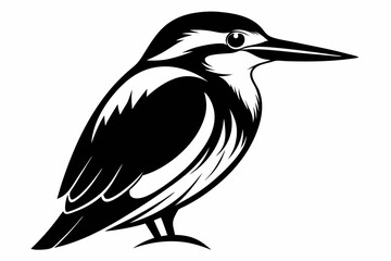 kingfisher silhouette line art vector illustration