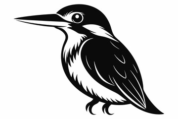 kingfisher silhouette line art vector illustration