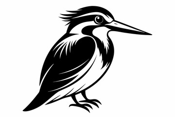 kingfisher silhouette line art vector illustration