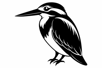 kingfisher silhouette line art vector illustration
