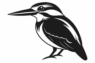 kingfisher silhouette line art vector illustration