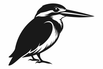 kingfisher silhouette line art vector illustration