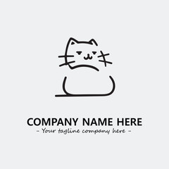 Cat illustration black and white for logo company vector image