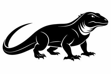 komodo dragon silhouette line art vector illustration