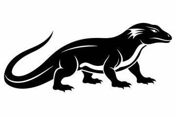 komodo dragon silhouette line art vector illustration