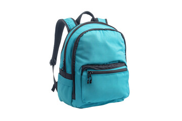 Isolated Turquoise Backpack with Black Details