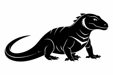 komodo dragon silhouette line art vector illustration