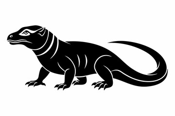 komodo dragon silhouette line art vector illustration