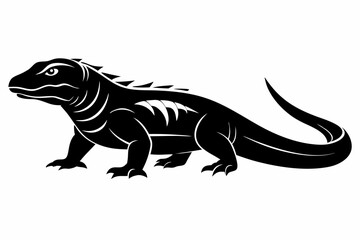 komodo dragon silhouette line art vector illustration