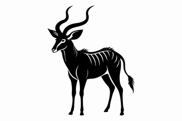 kudu silhouette line art vector illustration