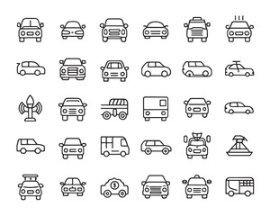 Car Drive Line Art Icon Collection